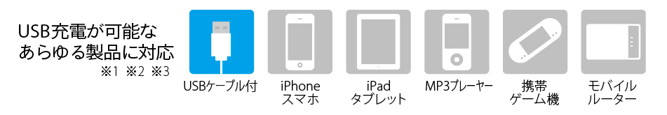 USB充電が可能なあらゆる製品に対応